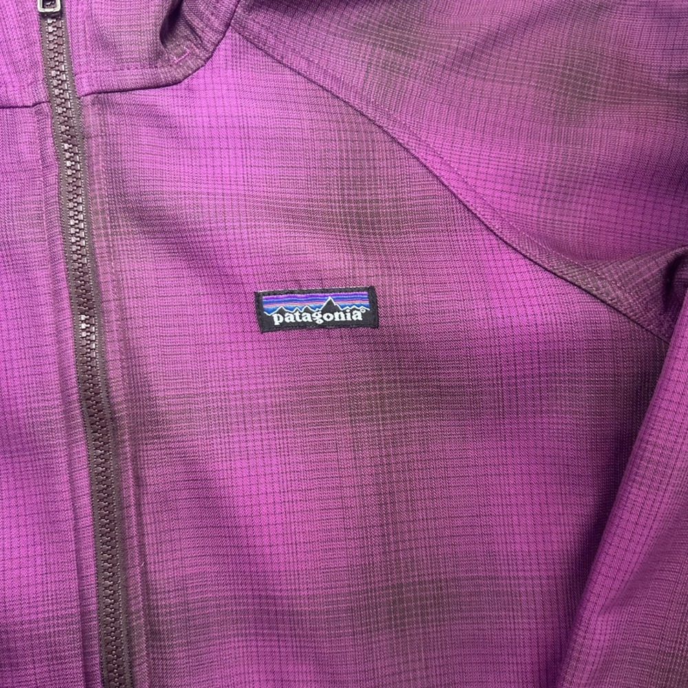 Patagonia Slopestyle Hoodie Womens Small Purple Plaid Jacket SoftShell 29861F9 - Picture 2 of 10